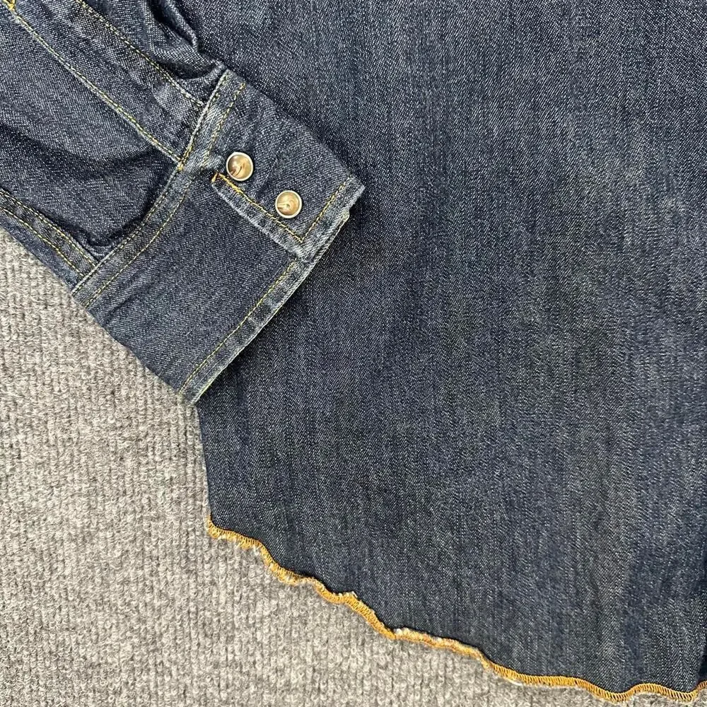 Vintage Levi’s Men’s Denim Pearl Snap Button Up Western Cowboy Jean Shirt M - Picture 5 of 6
